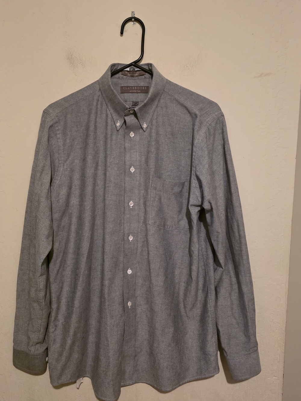 Claybrooke Gray Button-Down Dress Shirt - Long Sleeve Size 15 1/2 34/ 35